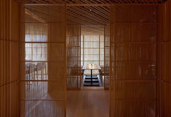 Bamboo theme，Japanese cuisine，Dining environment，Japanese courtyard，Japanese style，Bamboo series，inspiration，Interior design，Sushi，screen，lighting，Freehand brushwork，natural，