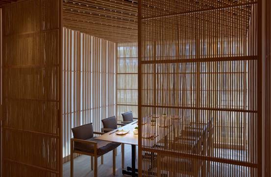 Bamboo theme，Japanese cuisine，Dining environment，Japanese courtyard，Japanese style，Bamboo series，inspiration，Interior design，Sushi，screen，lighting，Freehand brushwork，natural，