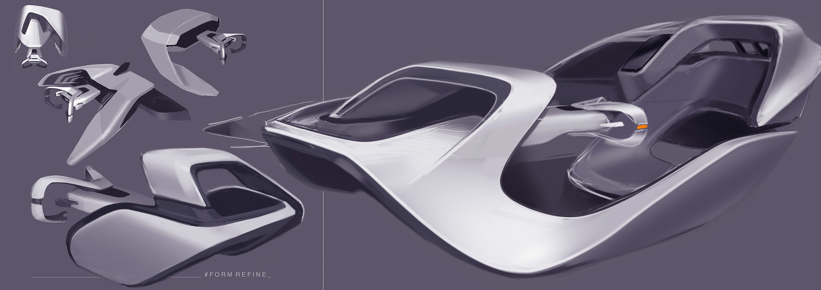 Automotive interior，design sketch，