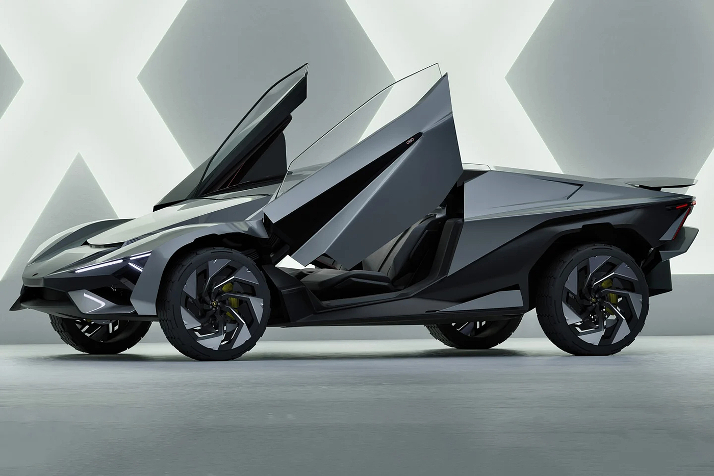 Xeno concept car，Lamborghini，Electric supercar，Body styling，Lamp design，