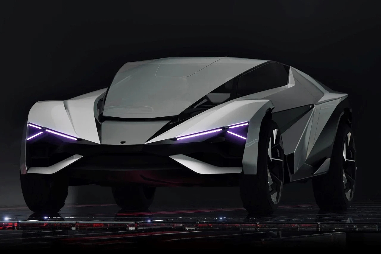 Xeno concept car，Lamborghini，Electric supercar，Body styling，Lamp design，