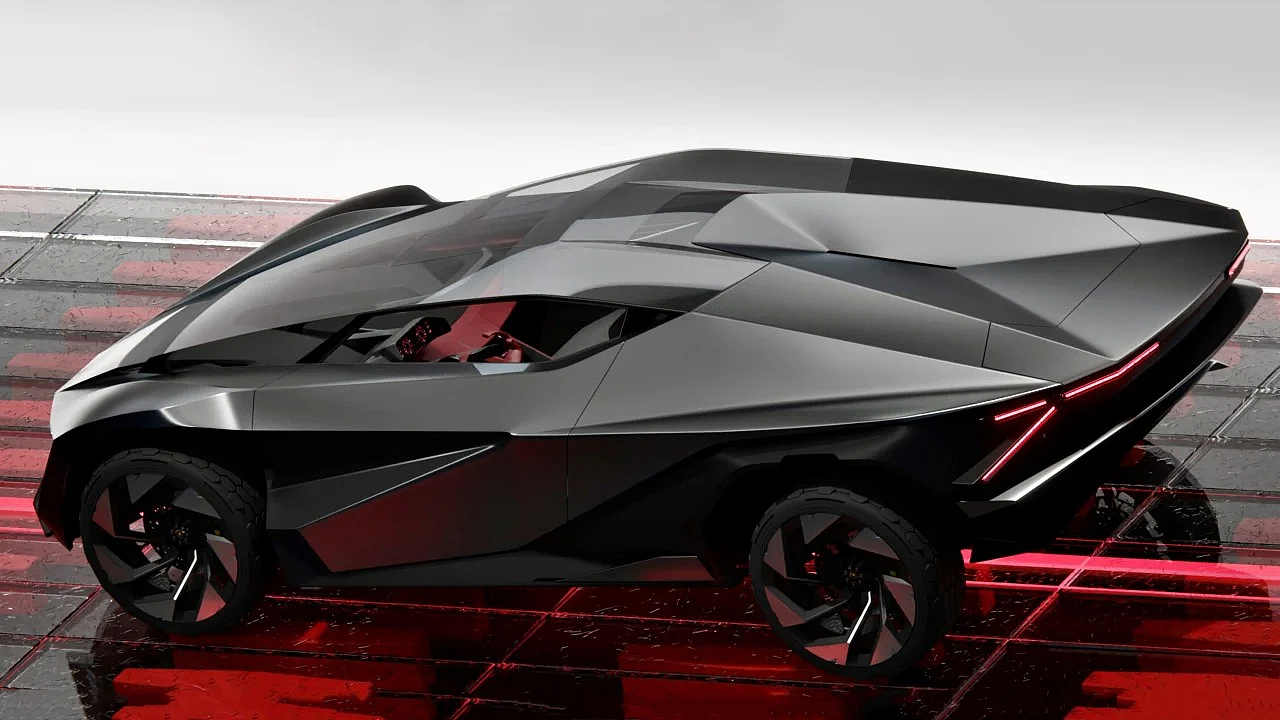 Xeno concept car，Lamborghini，Electric supercar，Body styling，Lamp design，