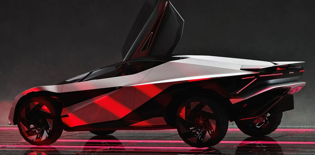 Xeno concept car，Lamborghini，Electric supercar，Body styling，Lamp design，