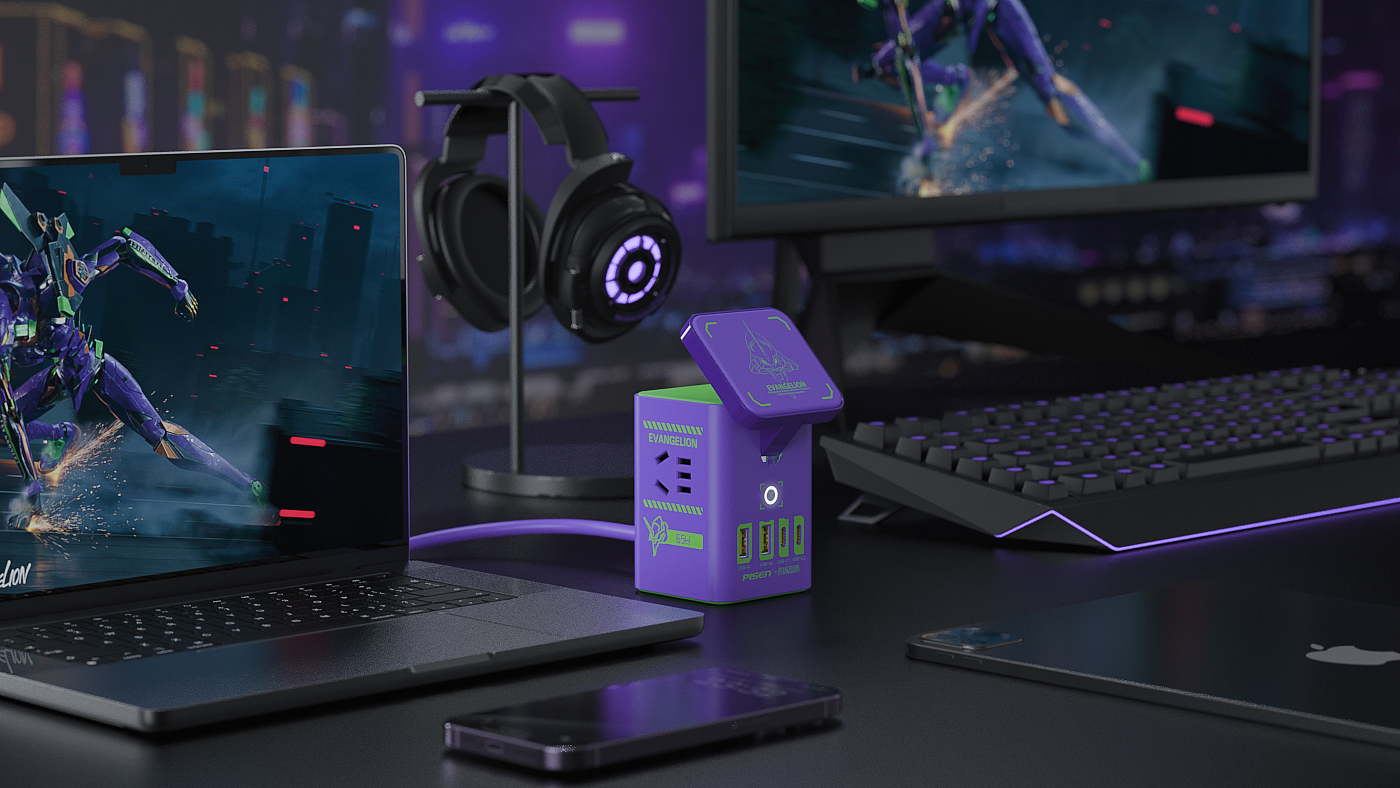 Neon Genesis Evangelion，EVA initial number machine，Desktop Charger，Wireless magnetic charging，Desktop socket，industrial design，Chaopin，