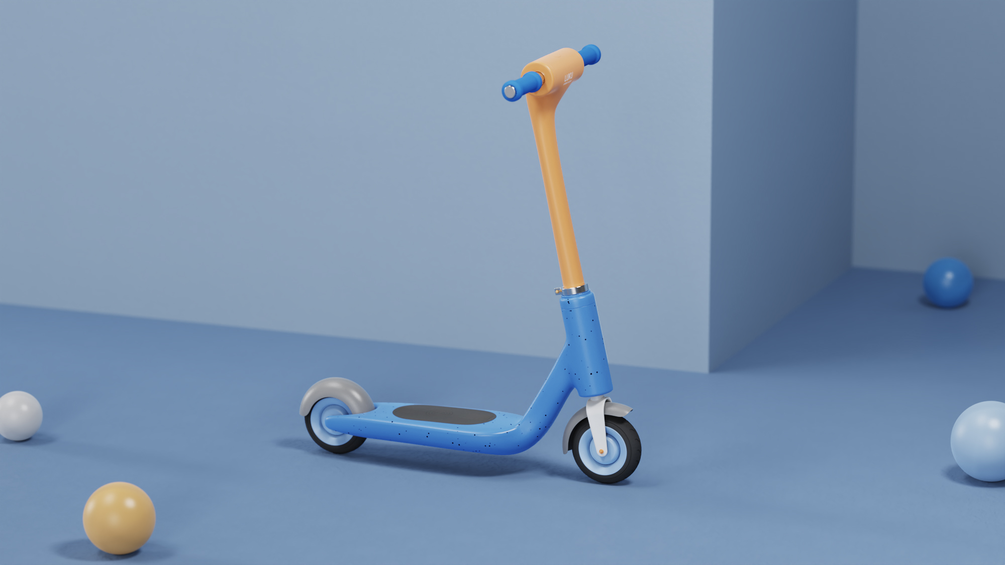Children's scooter; blue; orange，