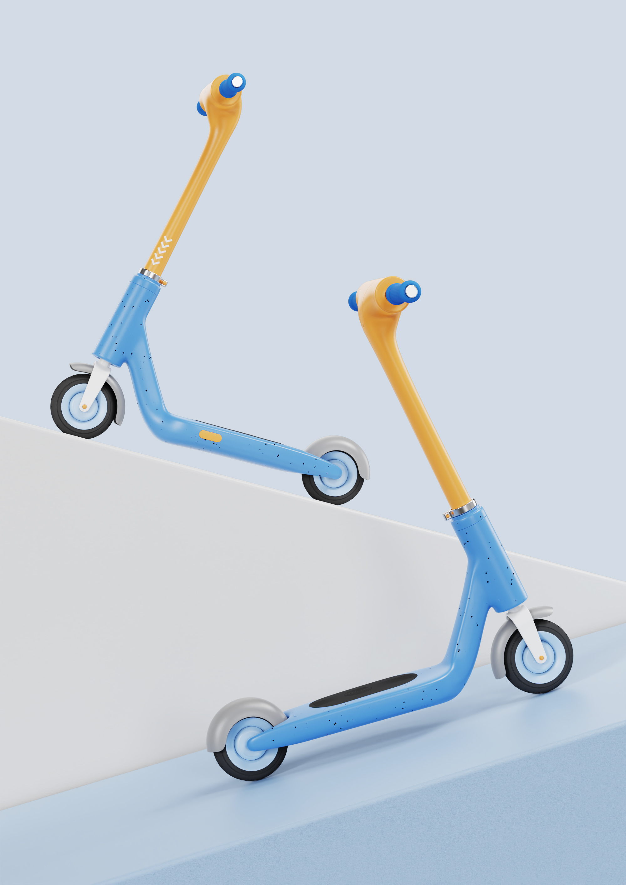 Children's scooter; blue; orange，