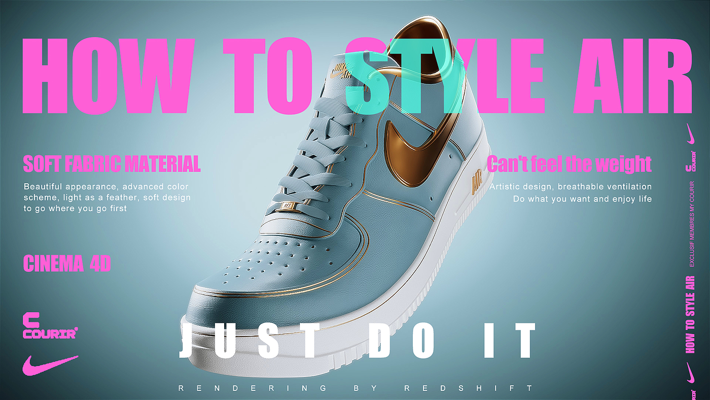 Redshift，shoes，motion，Product animation，Color matching，Typesetting，Product animation，Render，