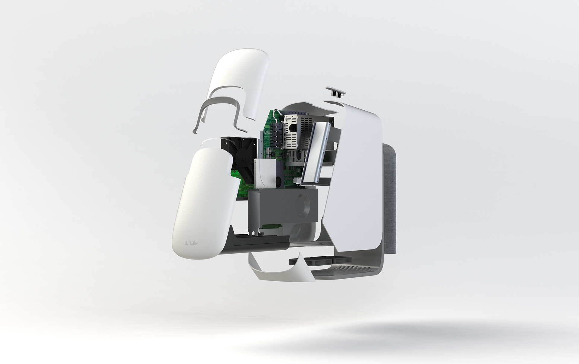 whale，Desktop computer，assemble，neat，