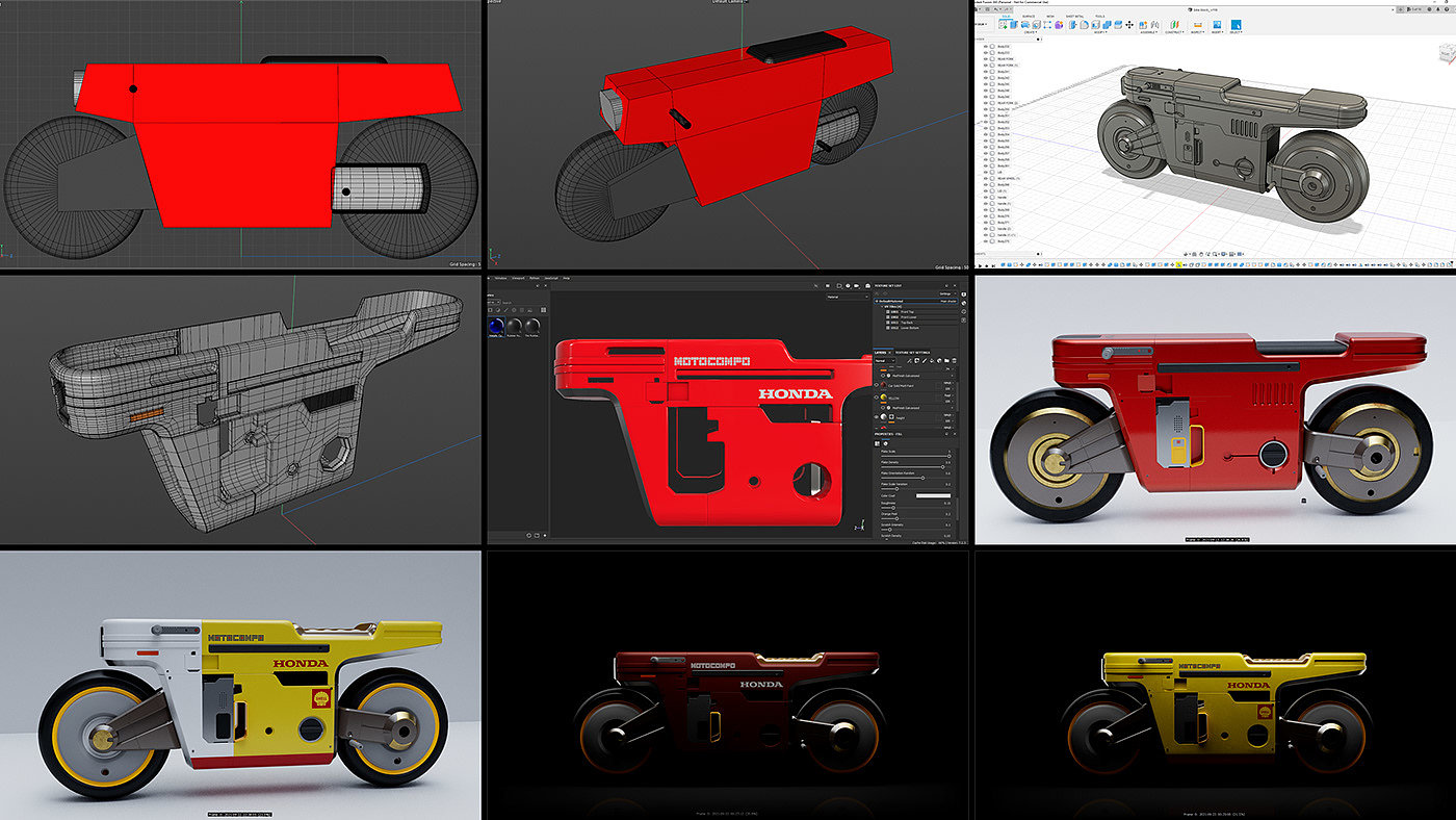Honda，motorcycle，industrial design，Cyberpunk，