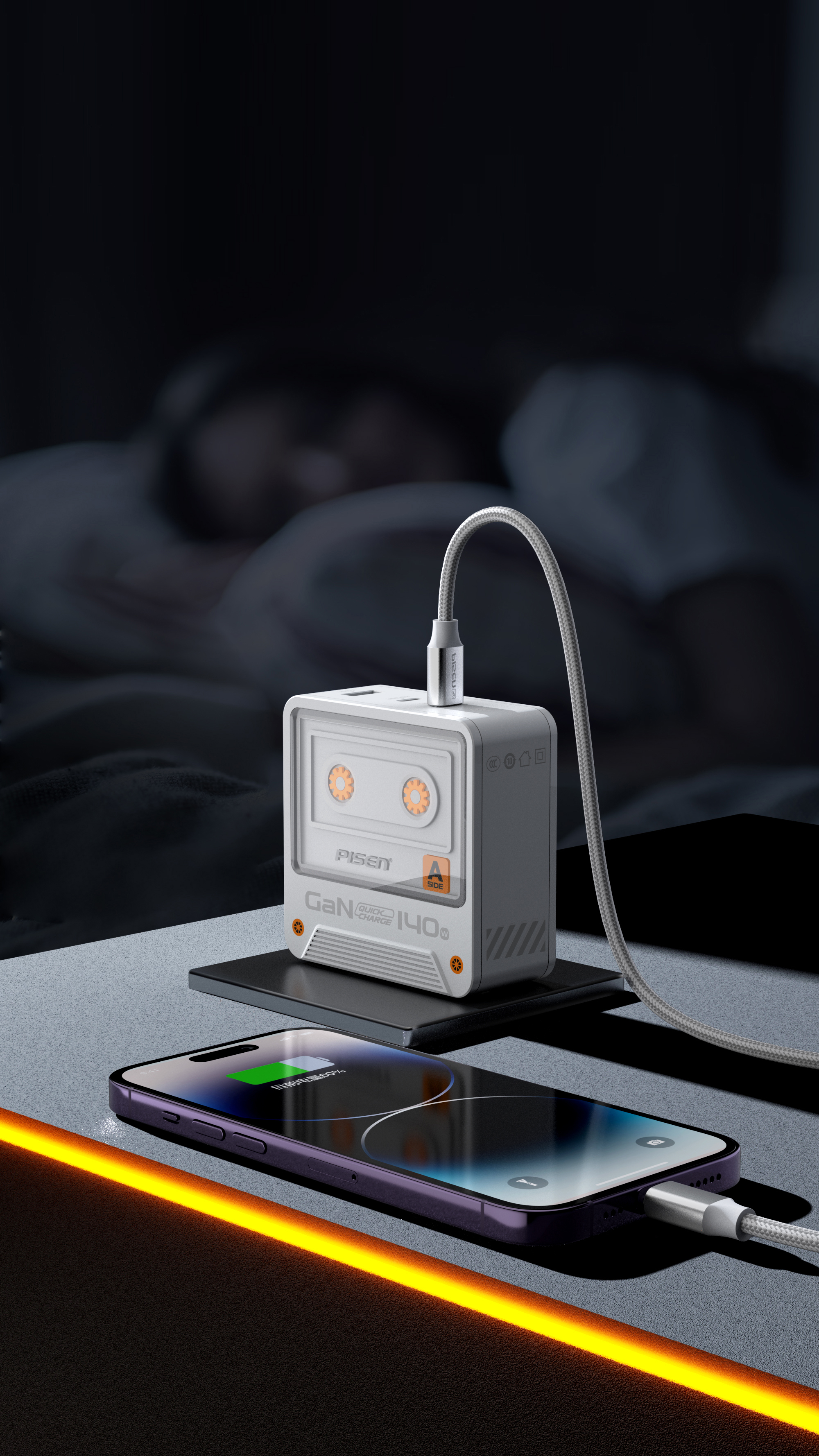 3C digital，Gallium nitride charger，Retro style，