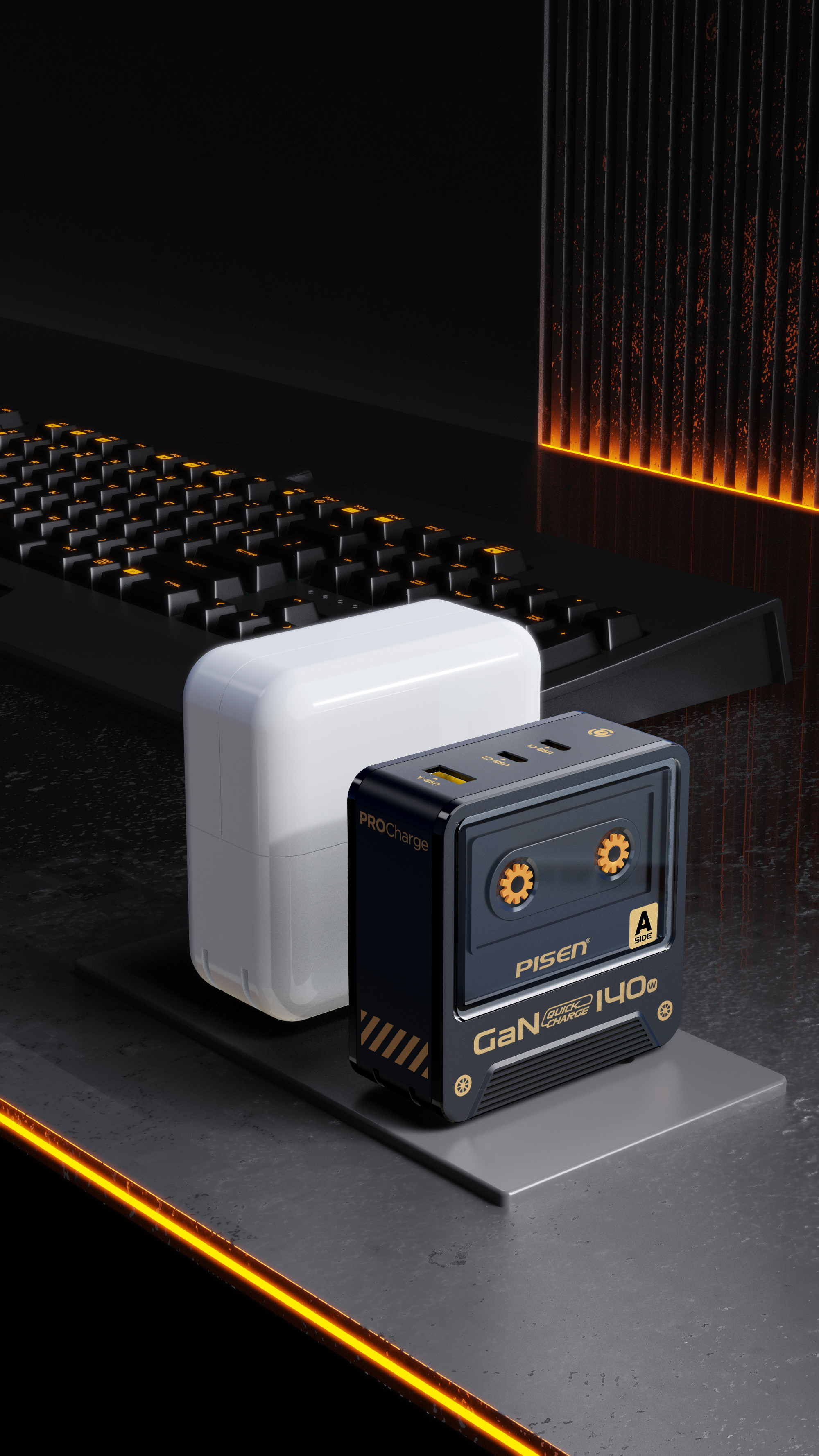 3C digital，Gallium nitride charger，Retro style，