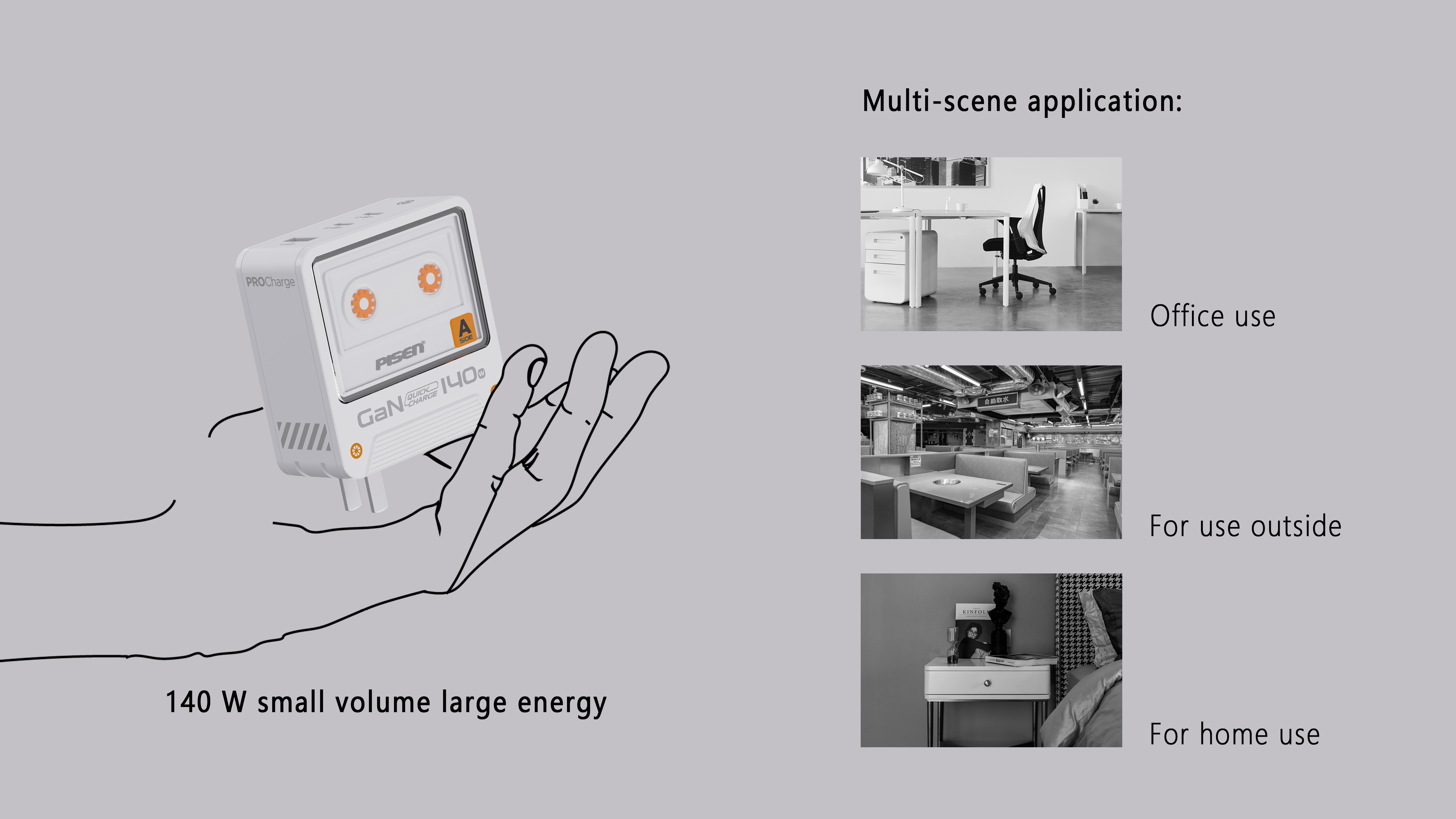 3C digital，Gallium nitride charger，Retro style，