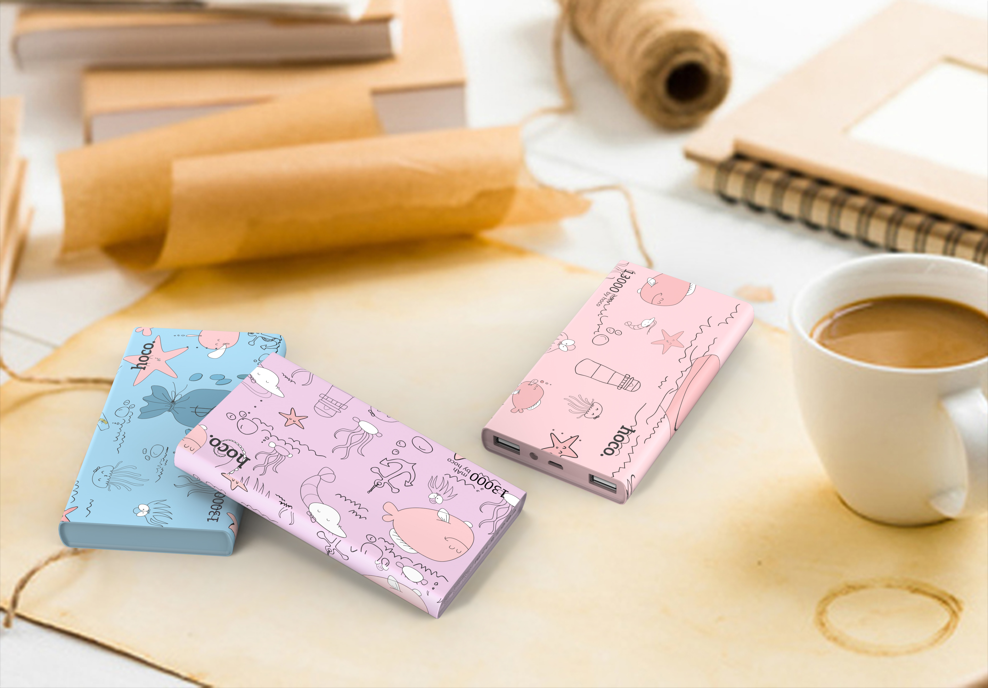 Mobile power, illustration, cute，