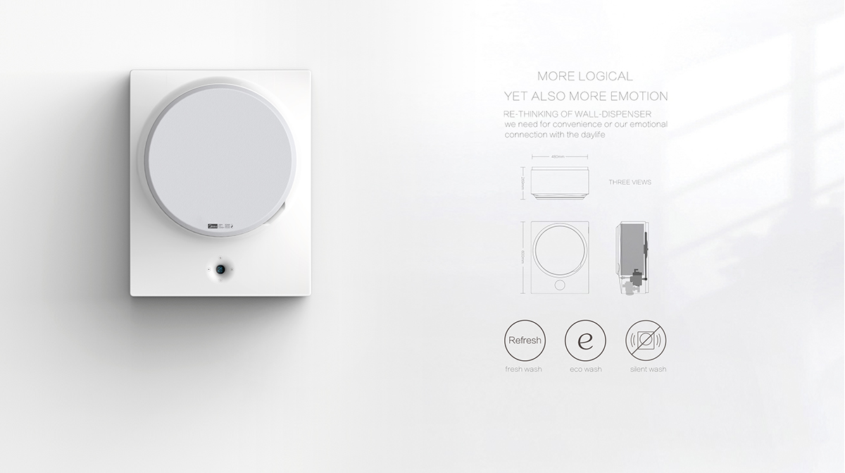 Beautiful，Wall mounted washing machine，Household Electric Appliances，product design，Midea，