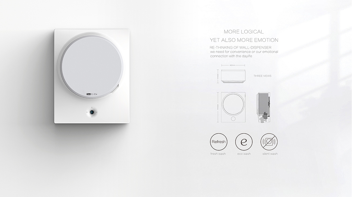 Beautiful，Wall mounted washing machine，Household Electric Appliances，product design，Midea，