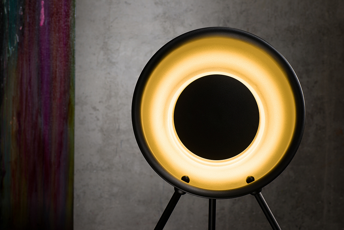 Floor lamp，Rigid powder coating，Copper basin，LED ring，
