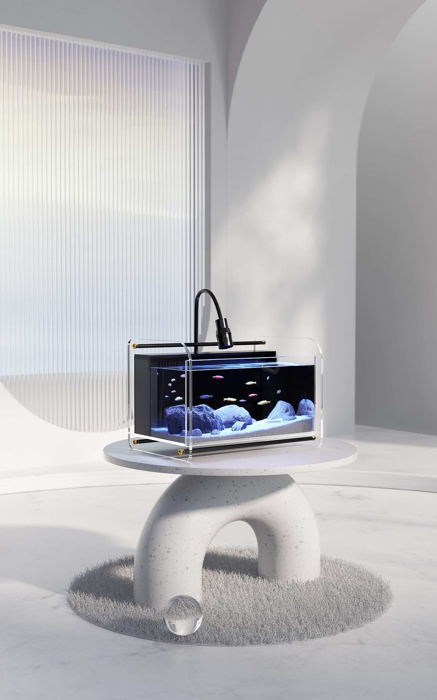 Light luxury style, creative fish tank, suspended fish tank, household goods，