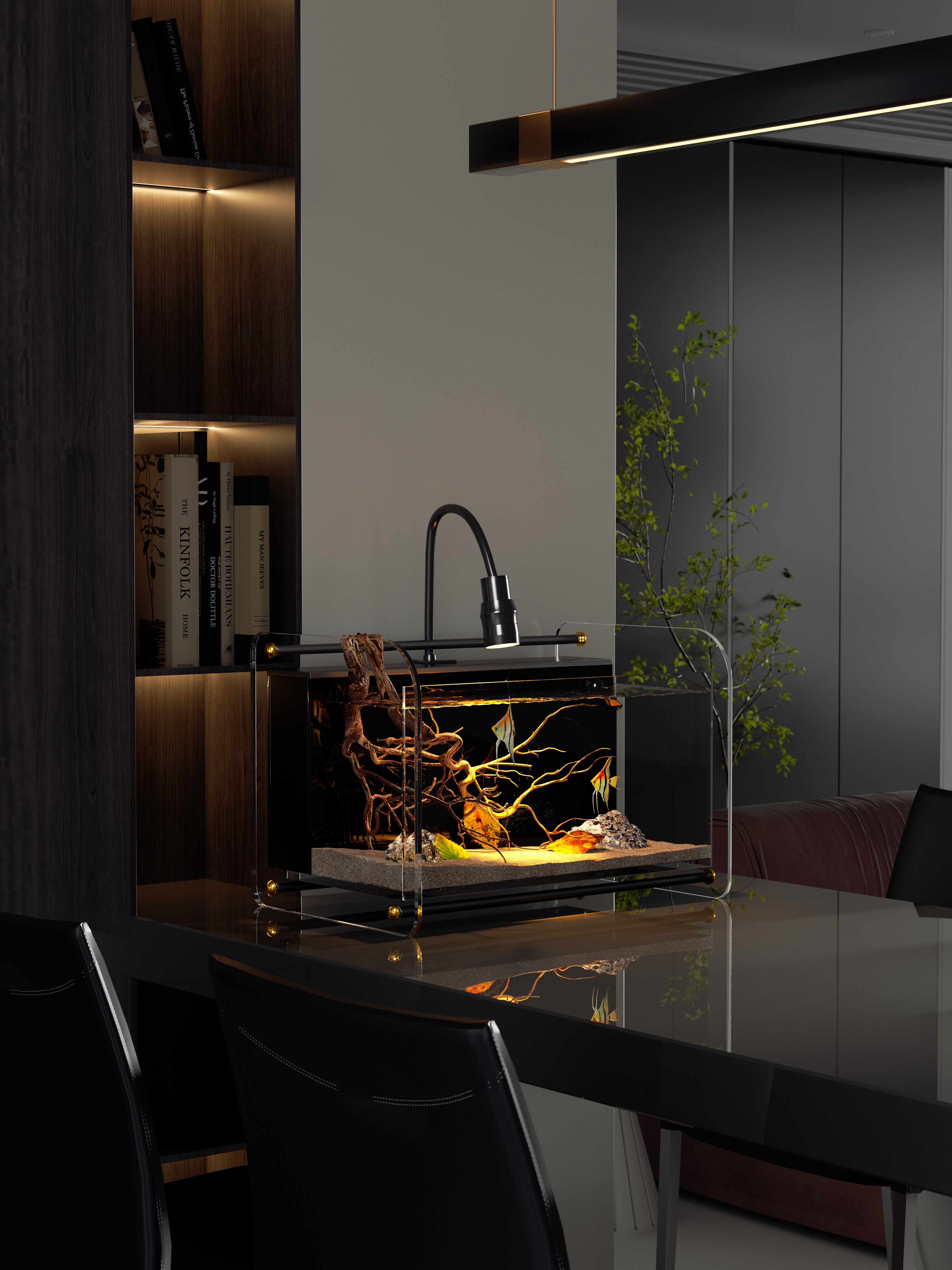 Light luxury style, creative fish tank, suspended fish tank, household goods，