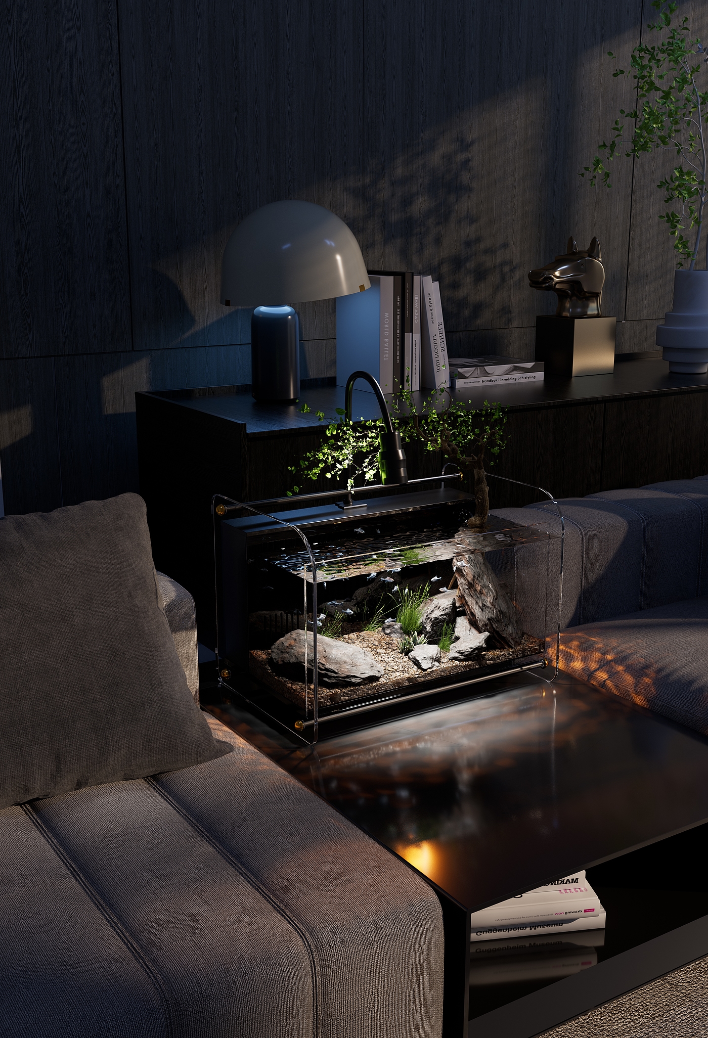 Light luxury style, creative fish tank, suspended fish tank, household goods，