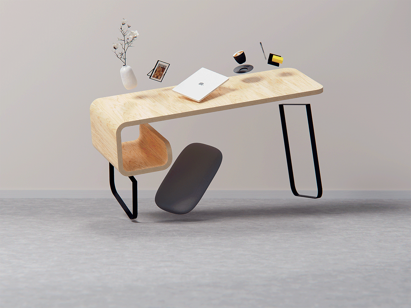 书桌，猫窝，工业设计，极简主义，家具，