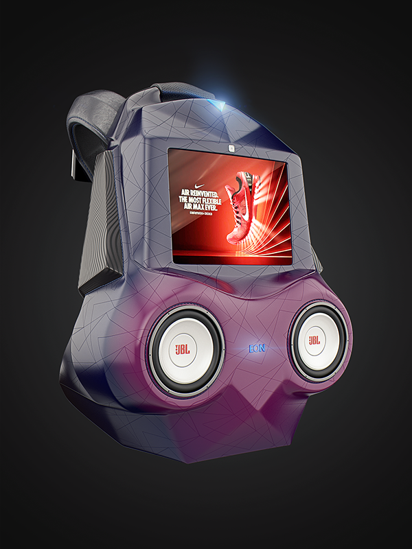 industrial design，product design，conceptual design，motion，knapsack，Receive，