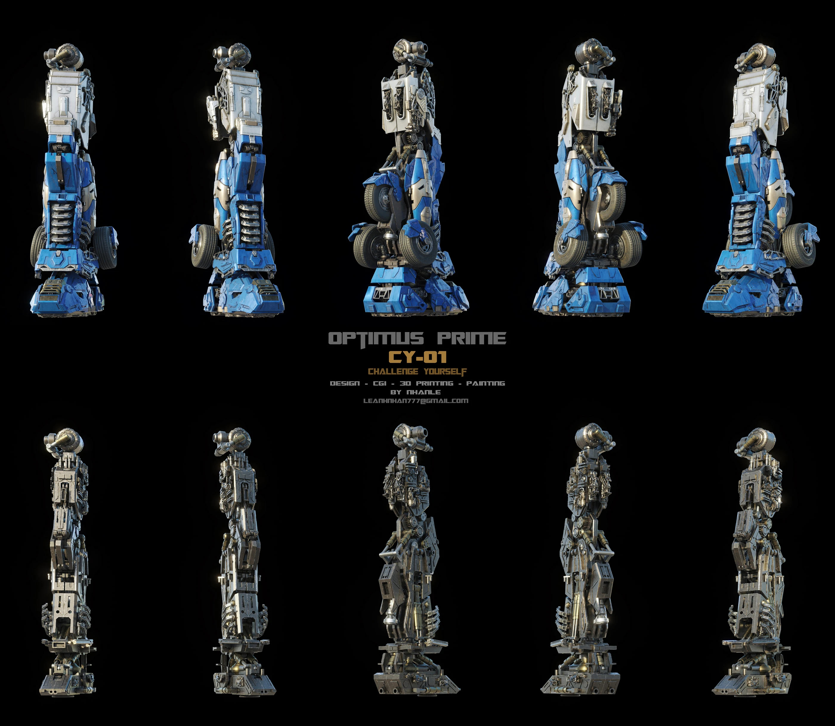 flexible，cgi，3d，Optimus prime，Transformers，skyreach pillar，