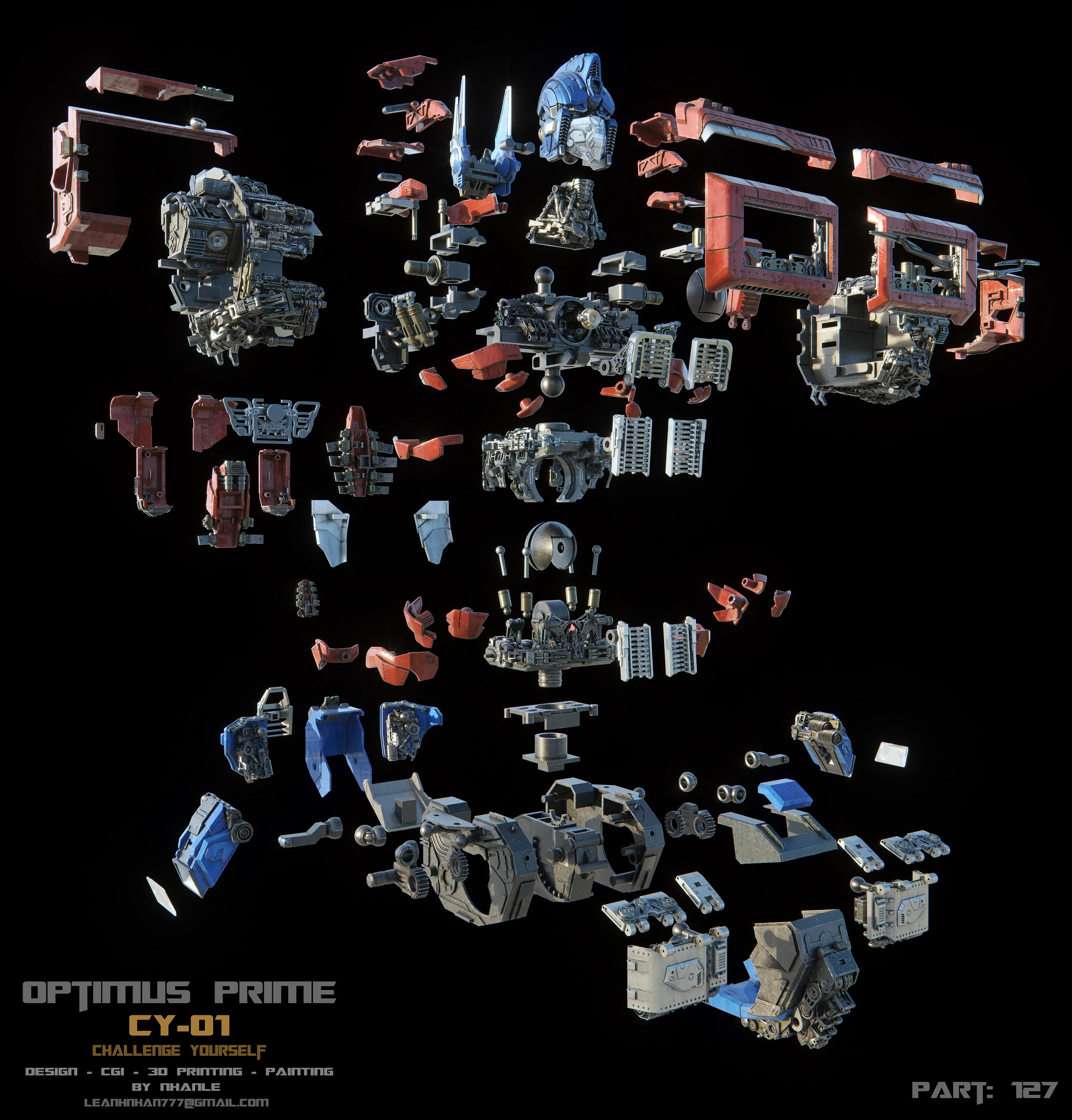 flexible，cgi，3d，Optimus prime，Transformers，skyreach pillar，