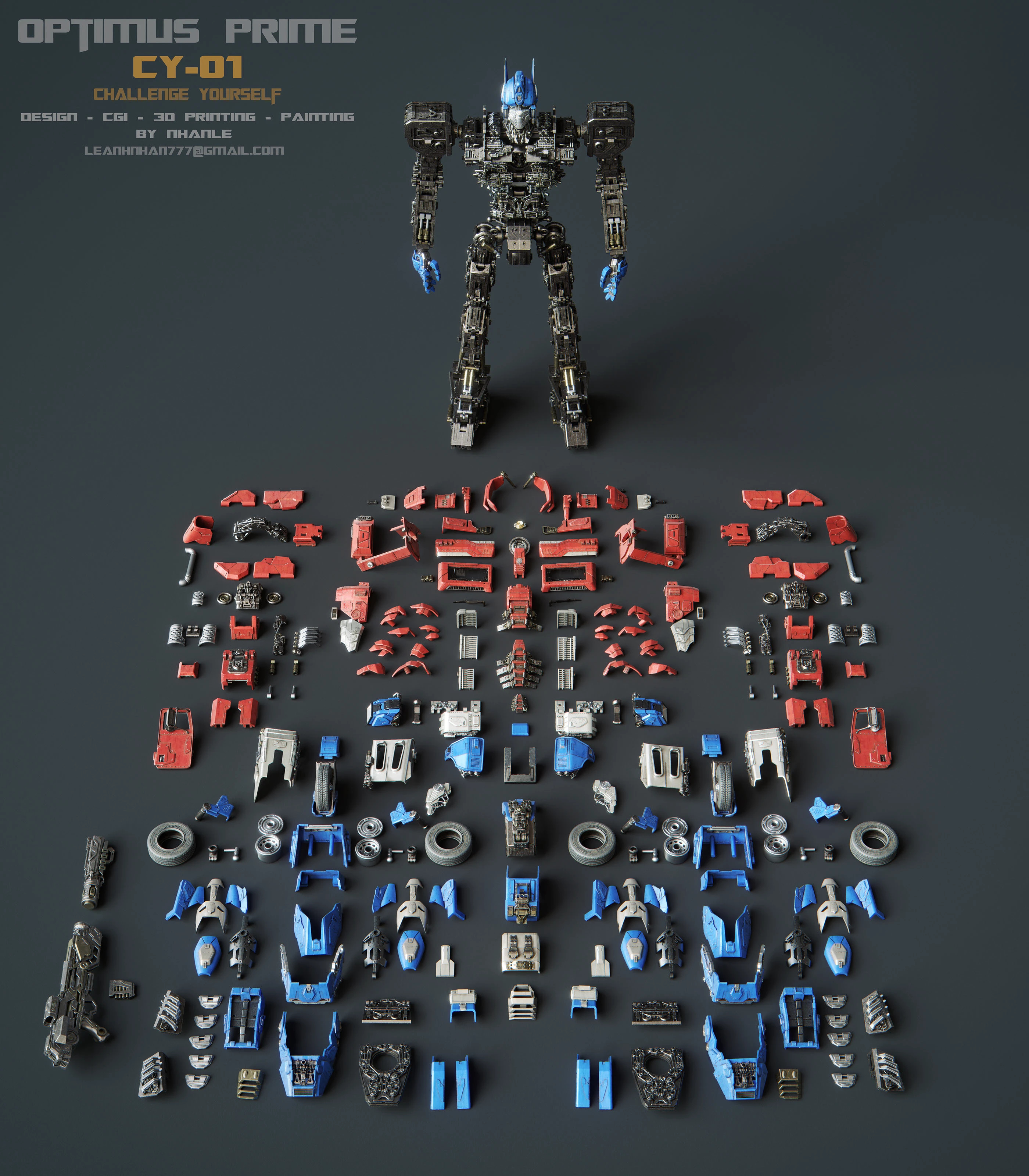 flexible，cgi，3d，Optimus prime，Transformers，skyreach pillar，