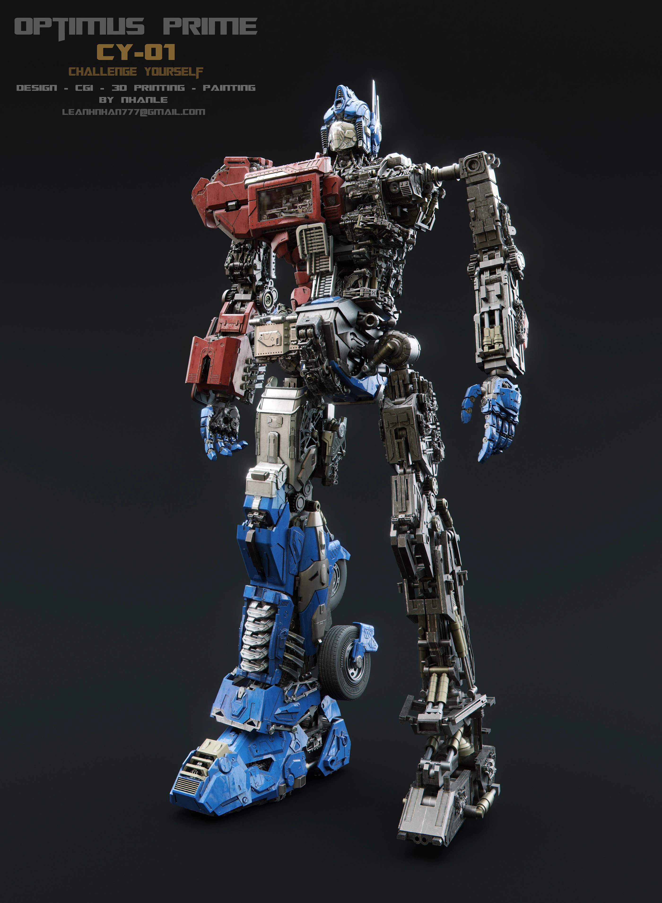 flexible，cgi，3d，Optimus prime，Transformers，skyreach pillar，