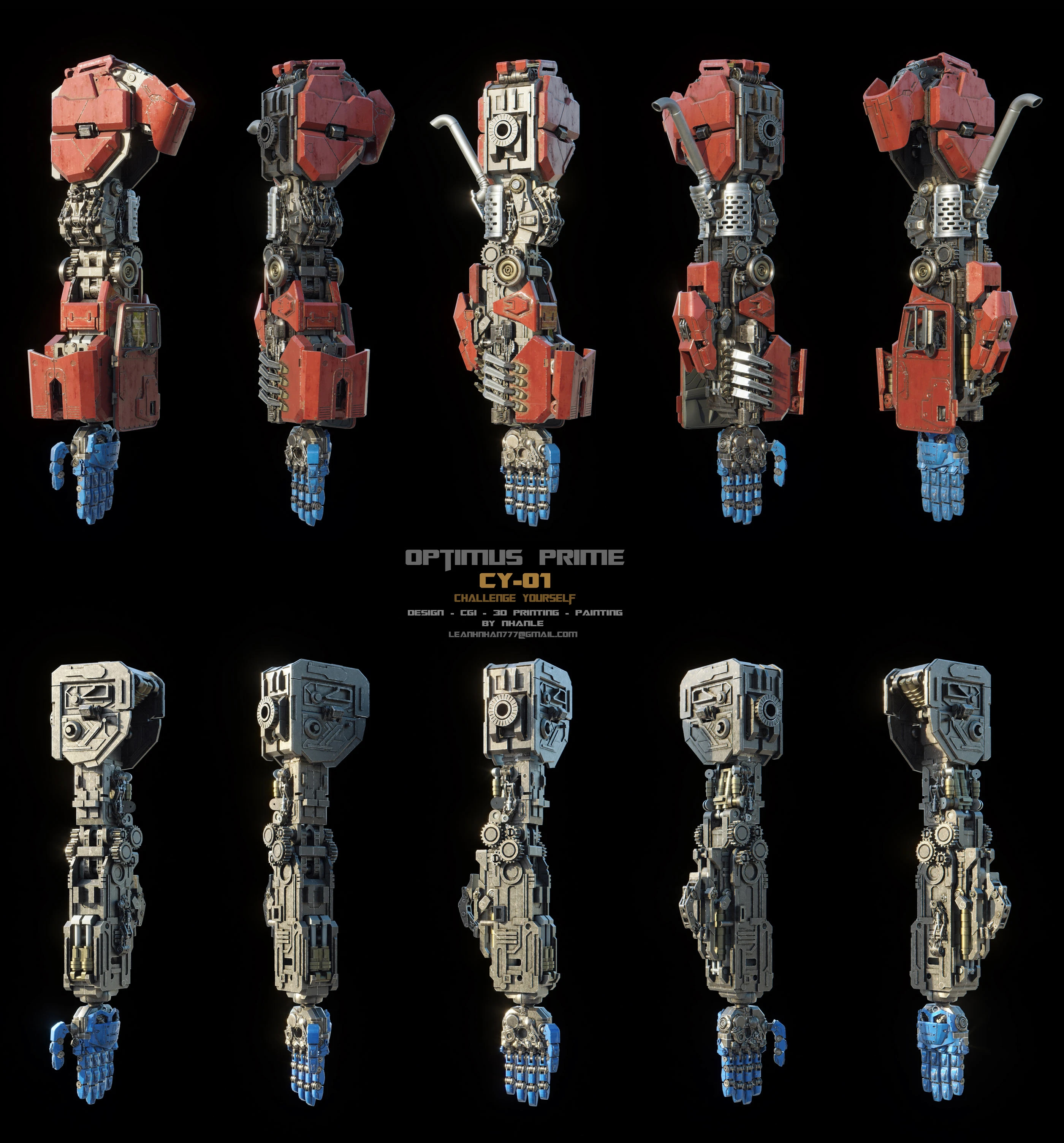flexible，cgi，3d，Optimus prime，Transformers，skyreach pillar，