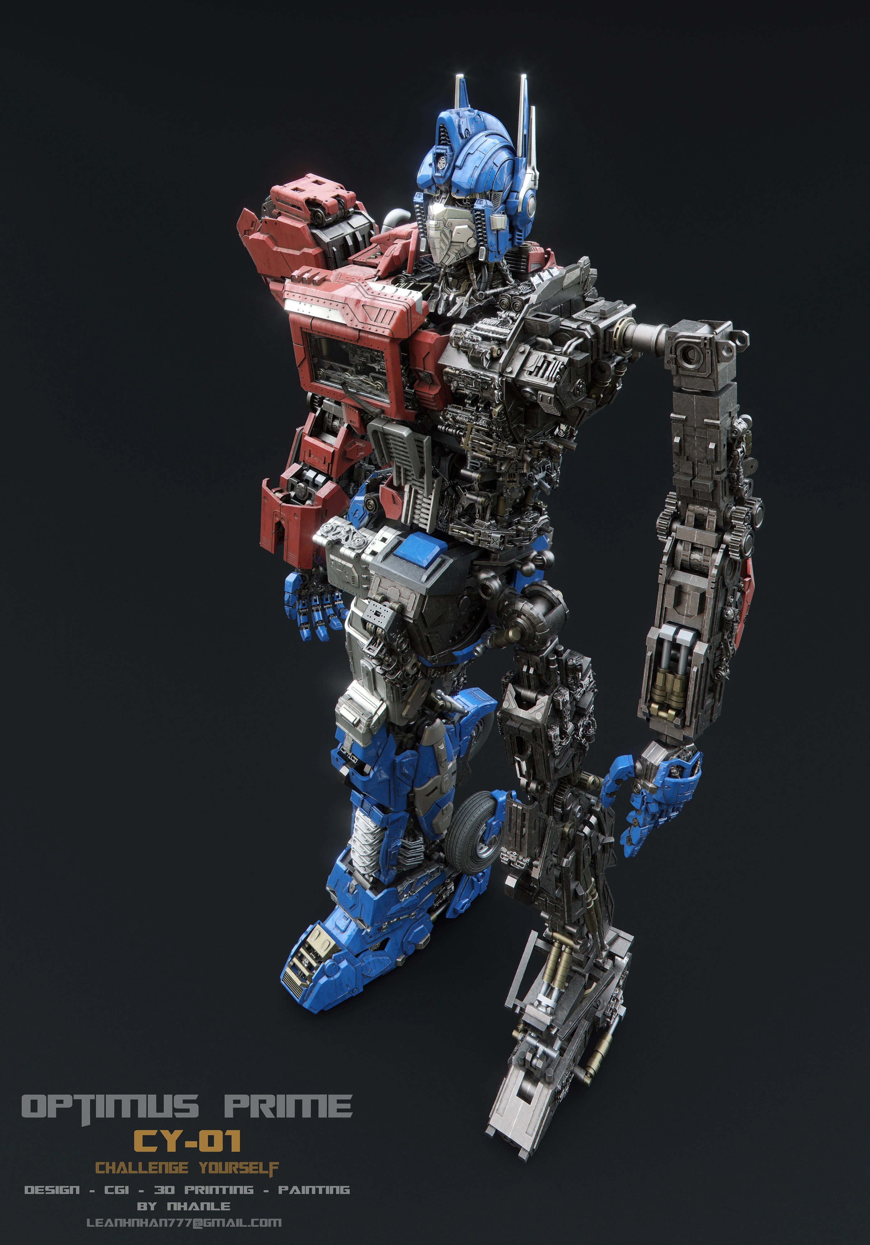 flexible，cgi，3d，Optimus prime，Transformers，skyreach pillar，