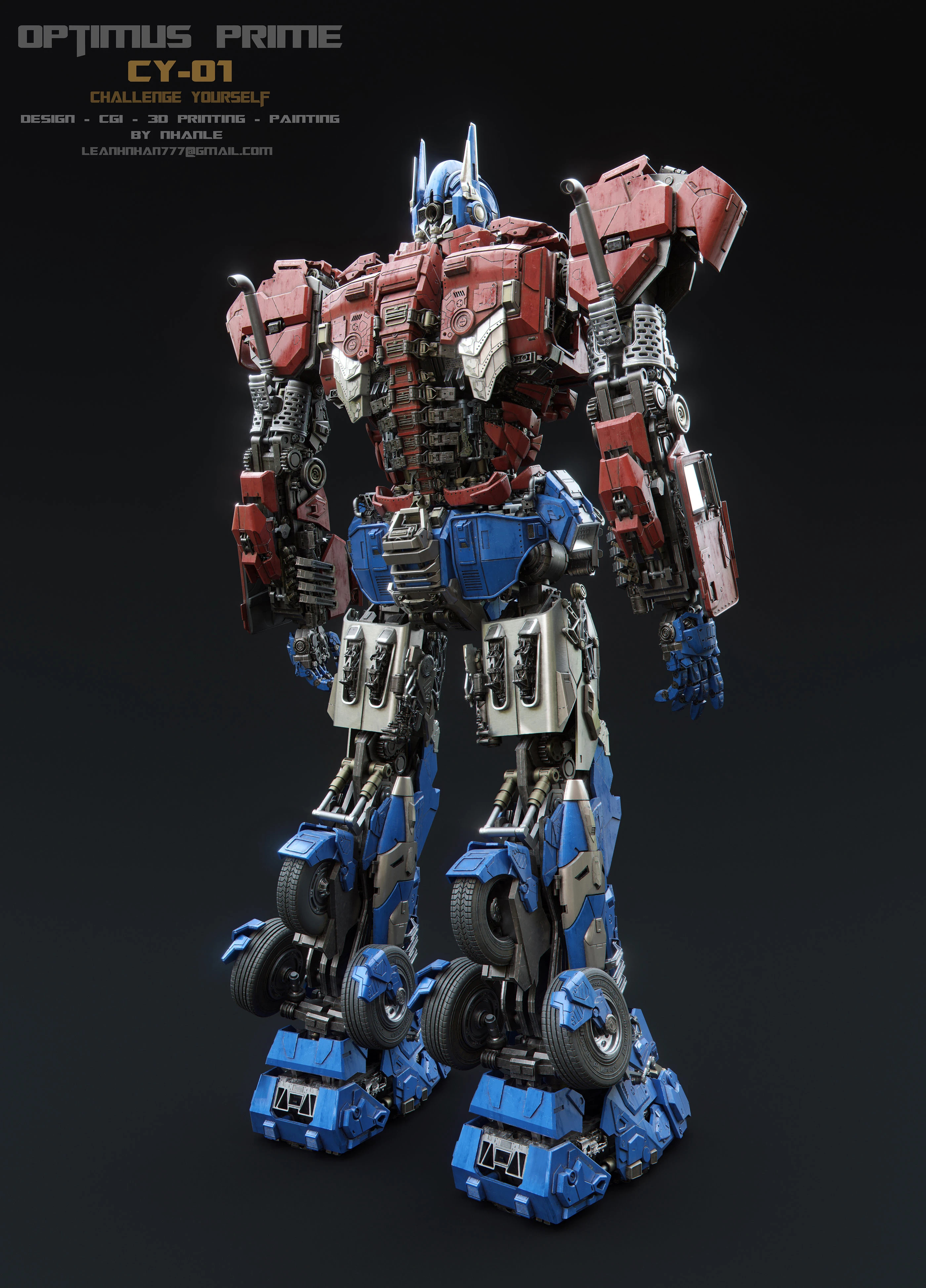 flexible，cgi，3d，Optimus prime，Transformers，skyreach pillar，