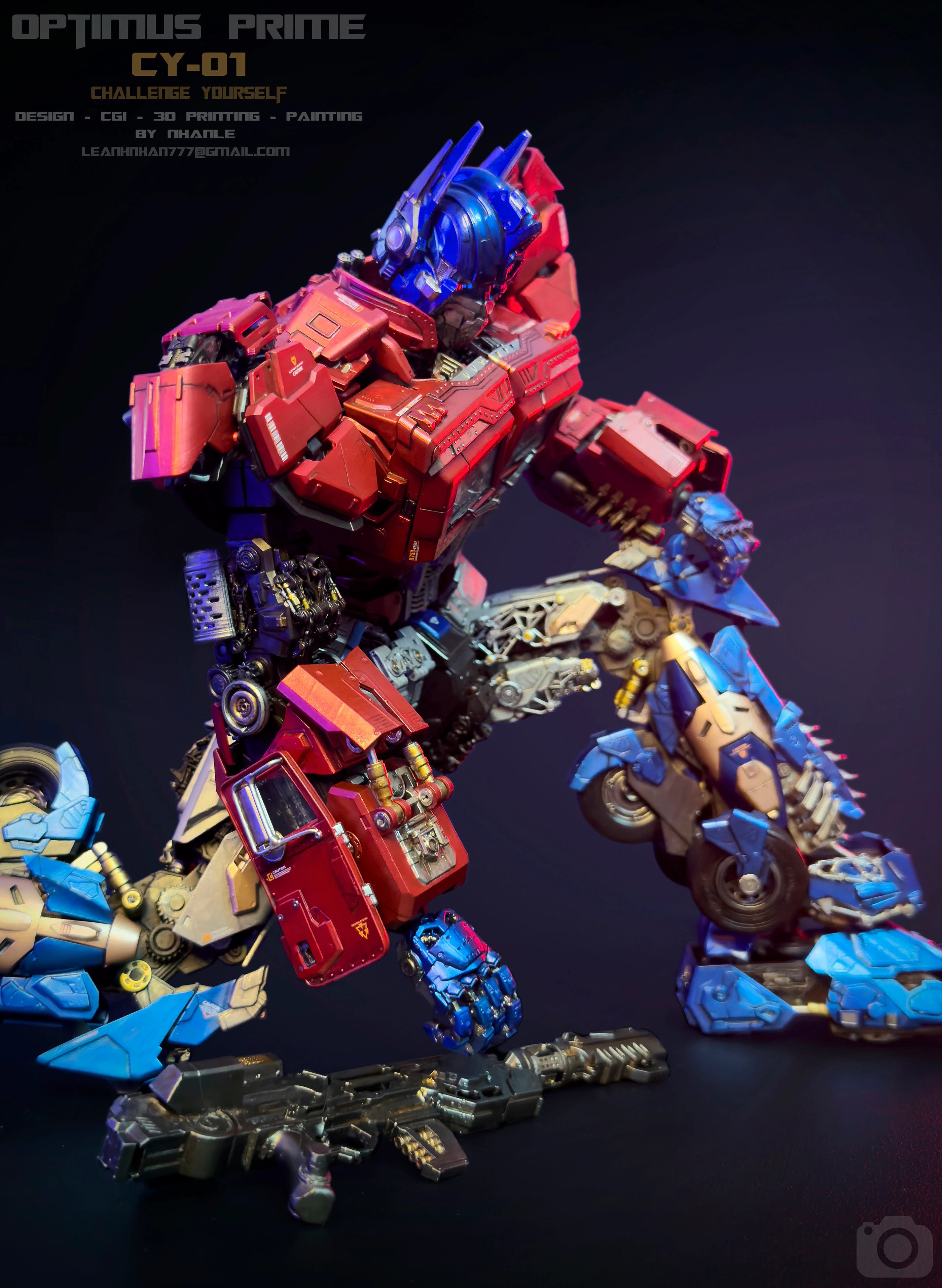 flexible，cgi，3d，Optimus prime，Transformers，skyreach pillar，