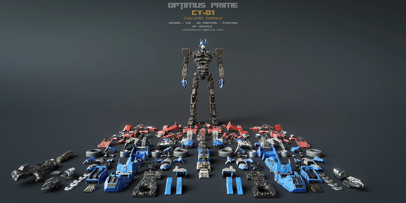 flexible，cgi，3d，Optimus prime，Transformers，skyreach pillar，
