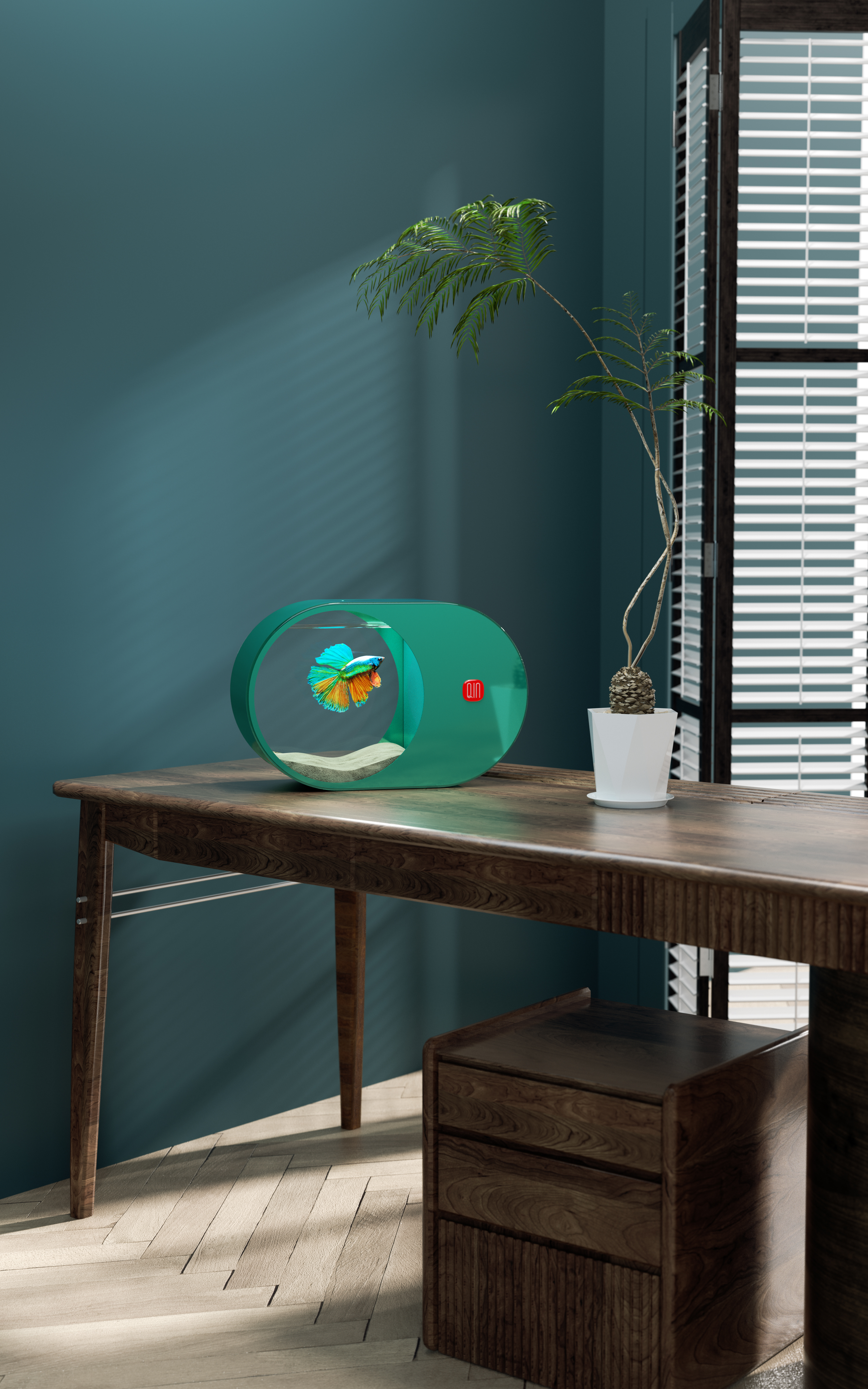 New Chinese style, fish tank, creative fish tank,，