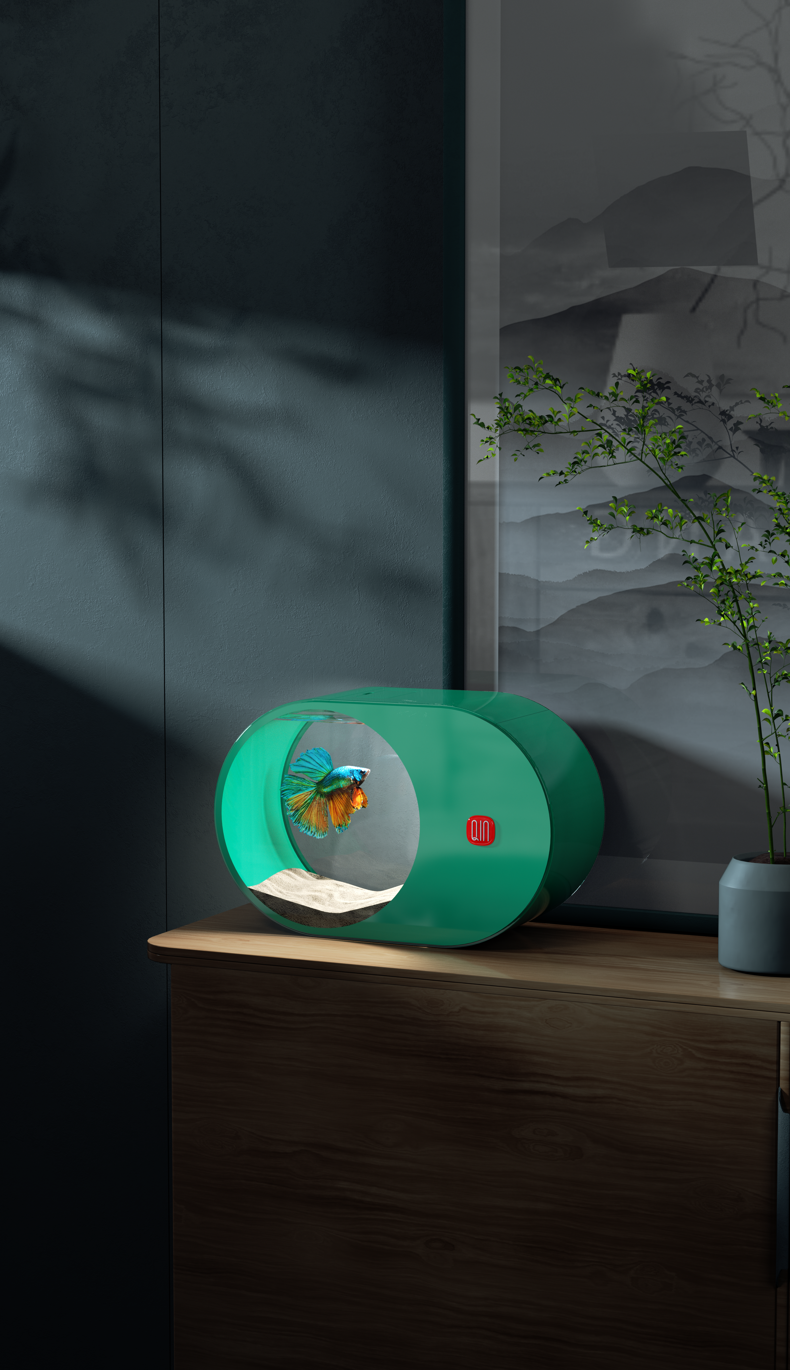 New Chinese style, fish tank, creative fish tank,，