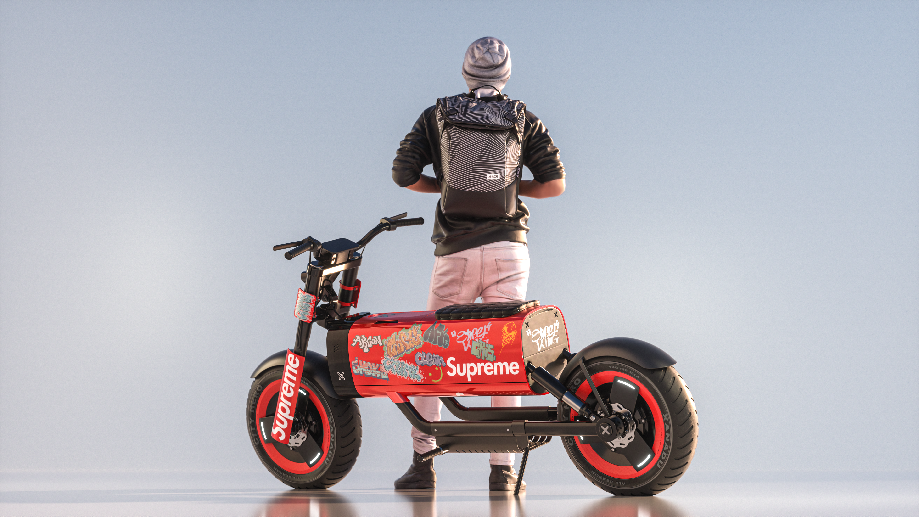 Electric motorcycle，integrated，light，