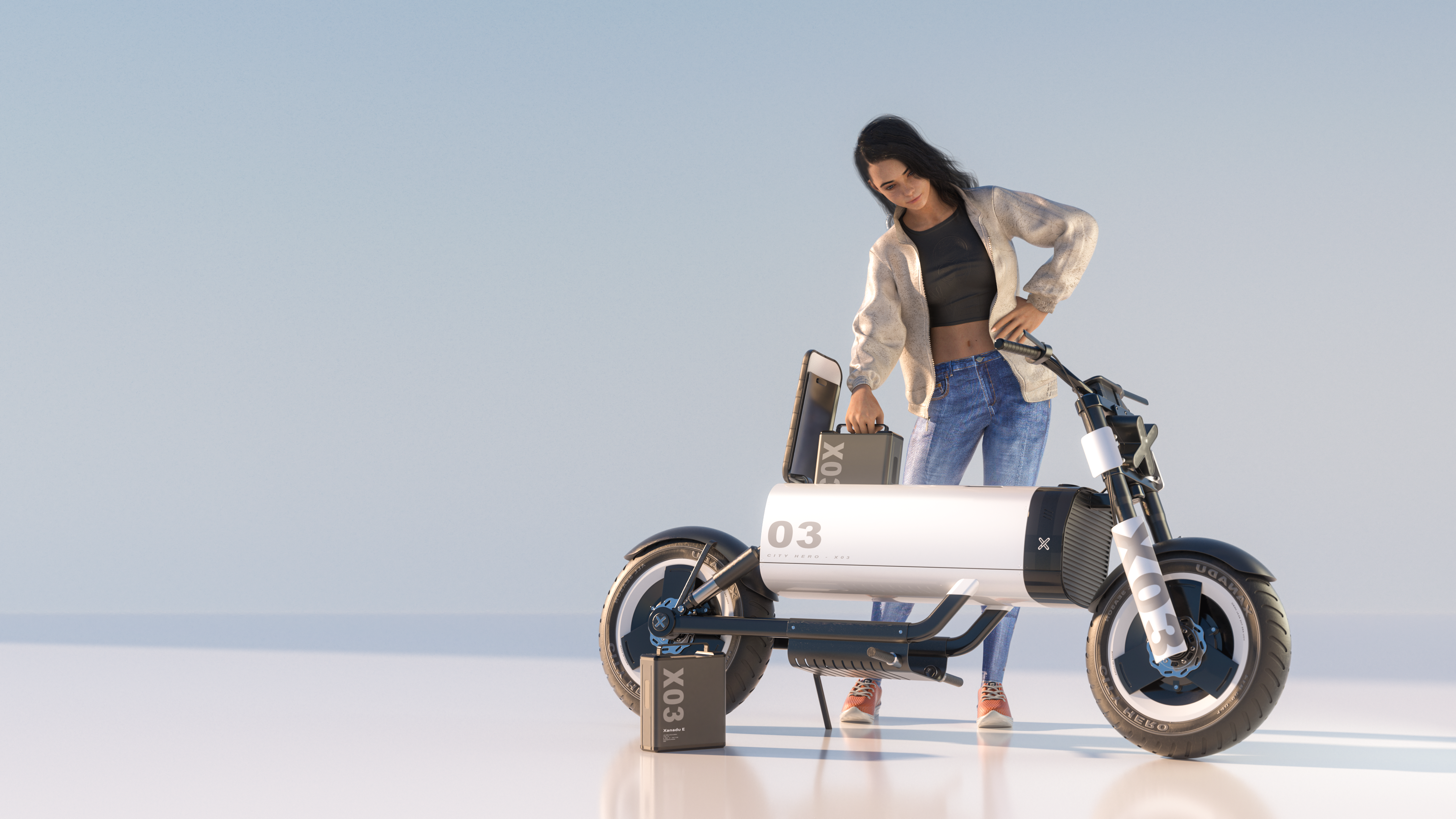 Electric motorcycle，integrated，light，