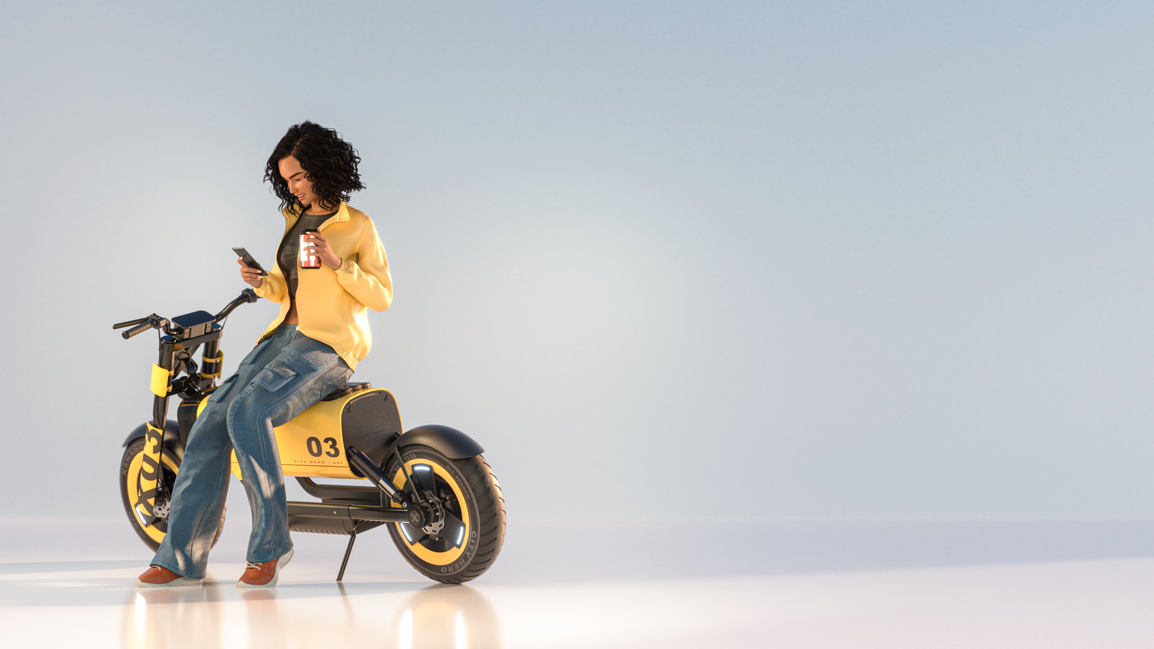 Electric motorcycle，integrated，light，