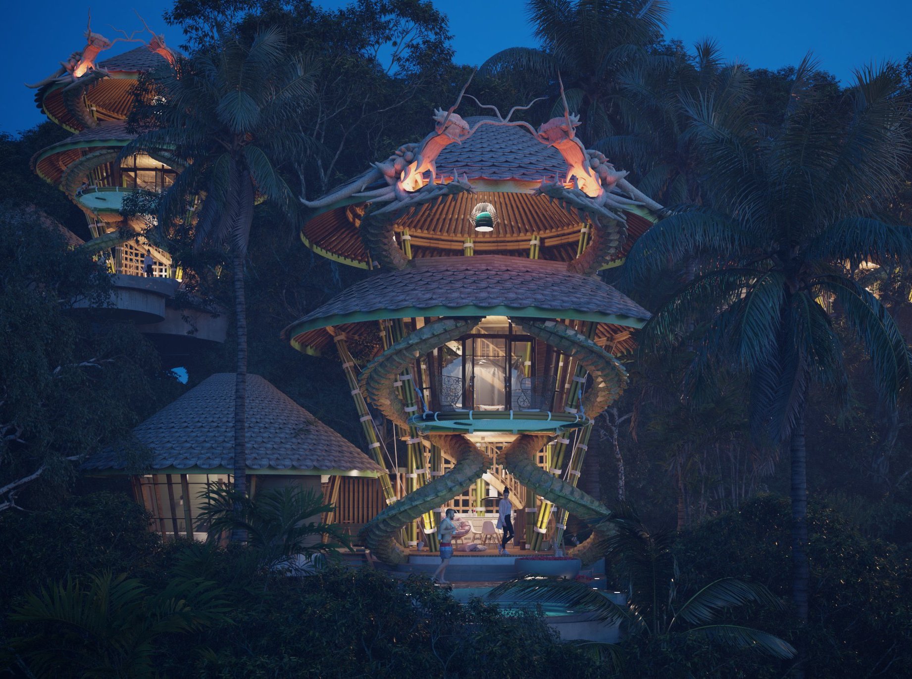 Architectural design，villa，Dragon Villa，