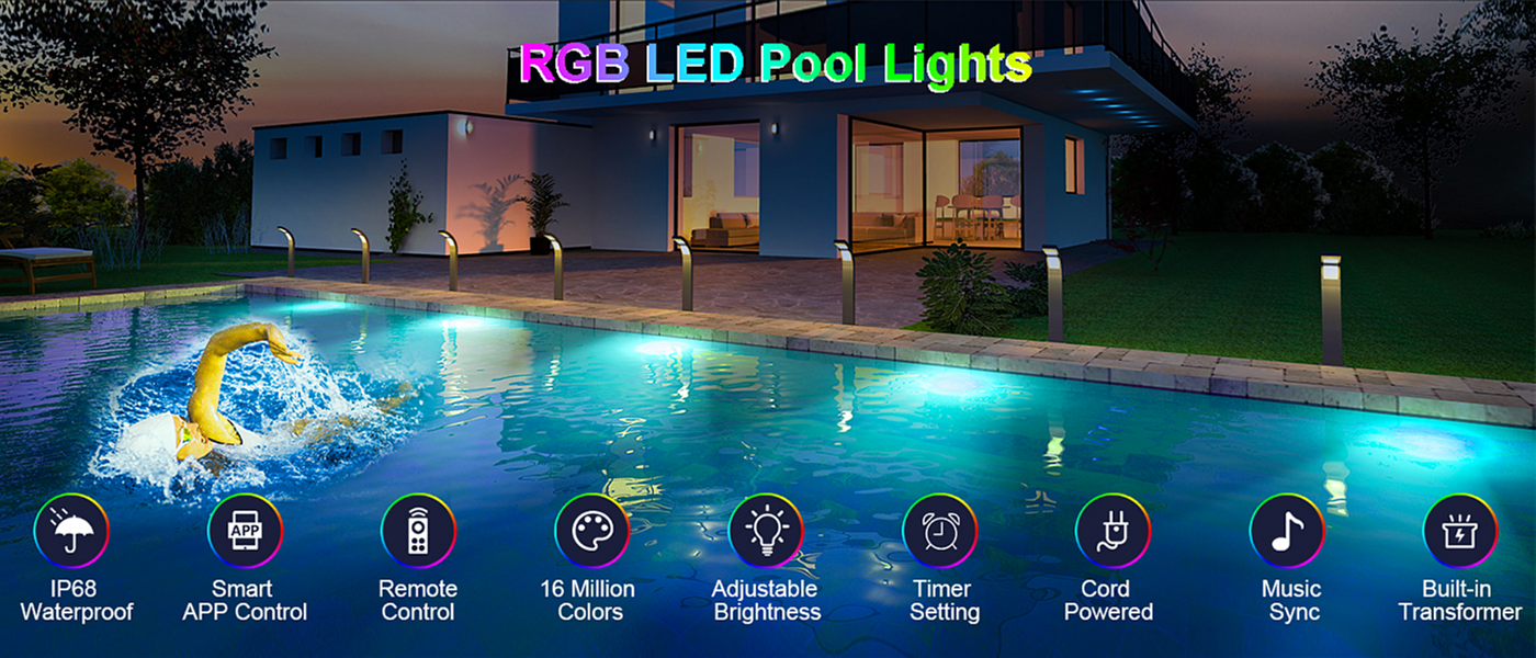 Bluetooth Pool Lights，Swimming pool lamp，Atmosphere lamp，Floor lamp，