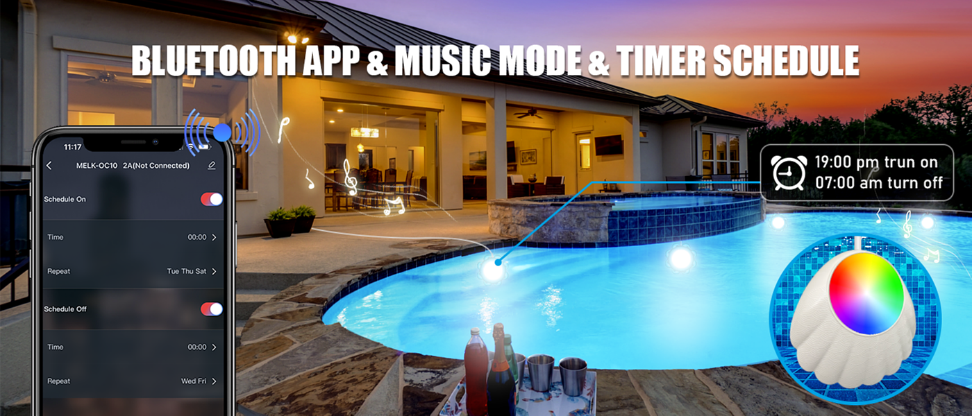 Bluetooth Pool Lights，Swimming pool lamp，Atmosphere lamp，Floor lamp，