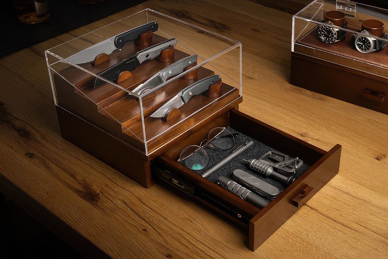 Display cabinet，EDC，furniture design ，EDC tool storage box，