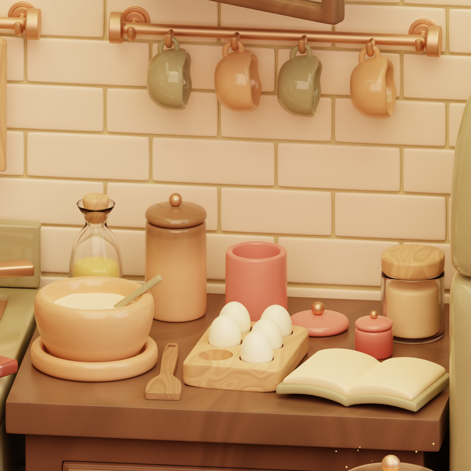 Interior design，kitchen，warm，Miniature model，