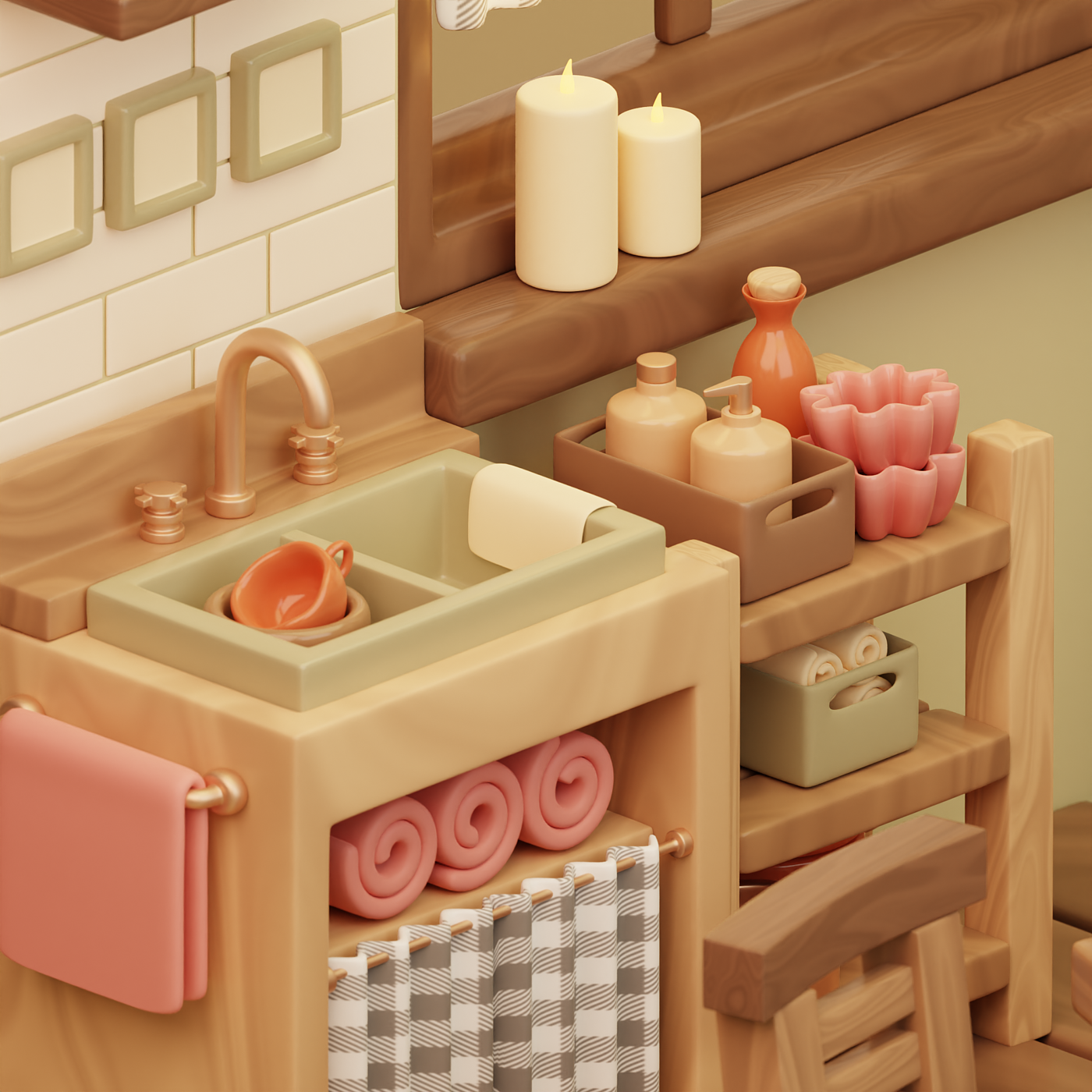 Interior design，kitchen，warm，Miniature model，