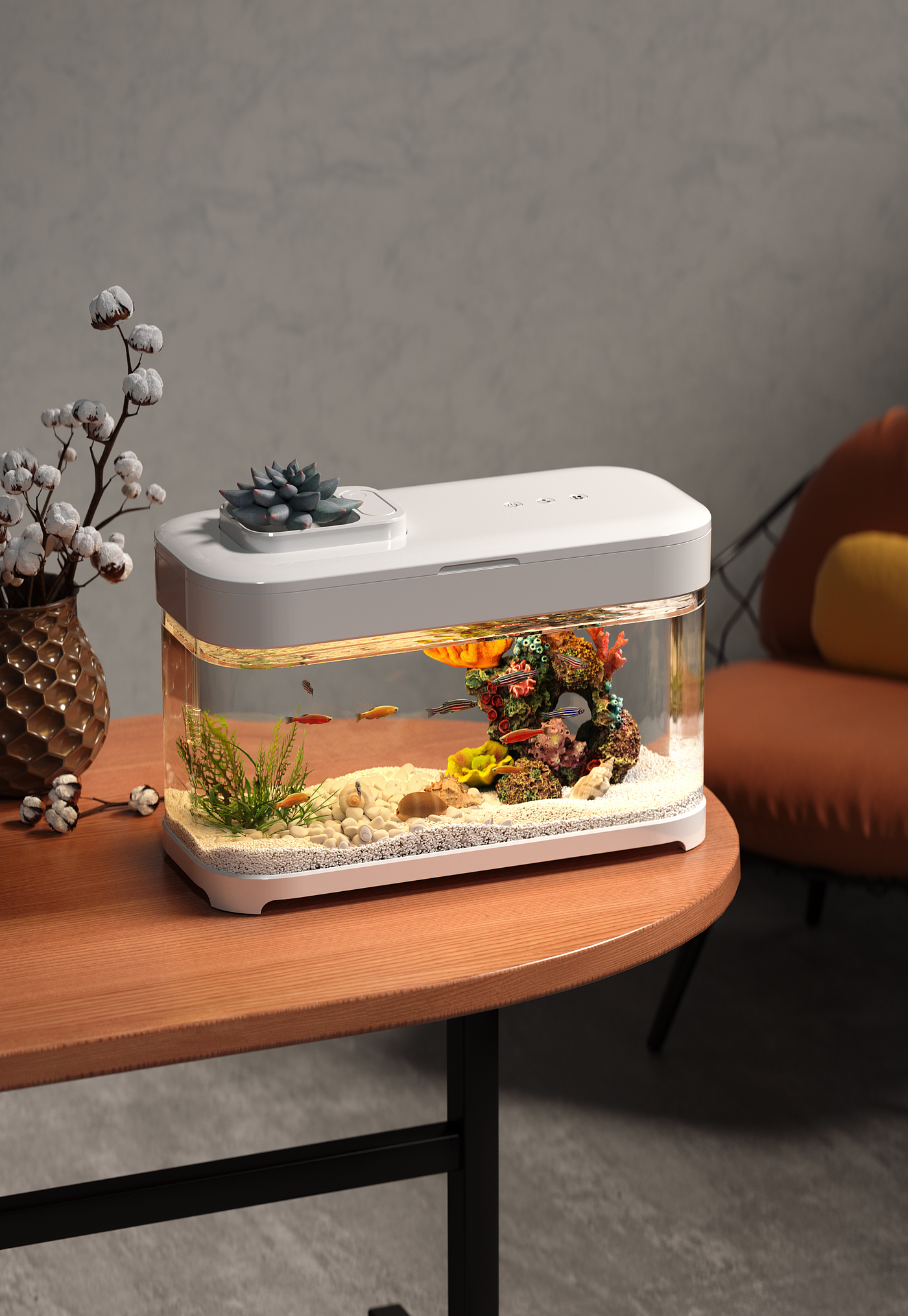 Fish tank, simple design, millet wind, muji, apple wind，