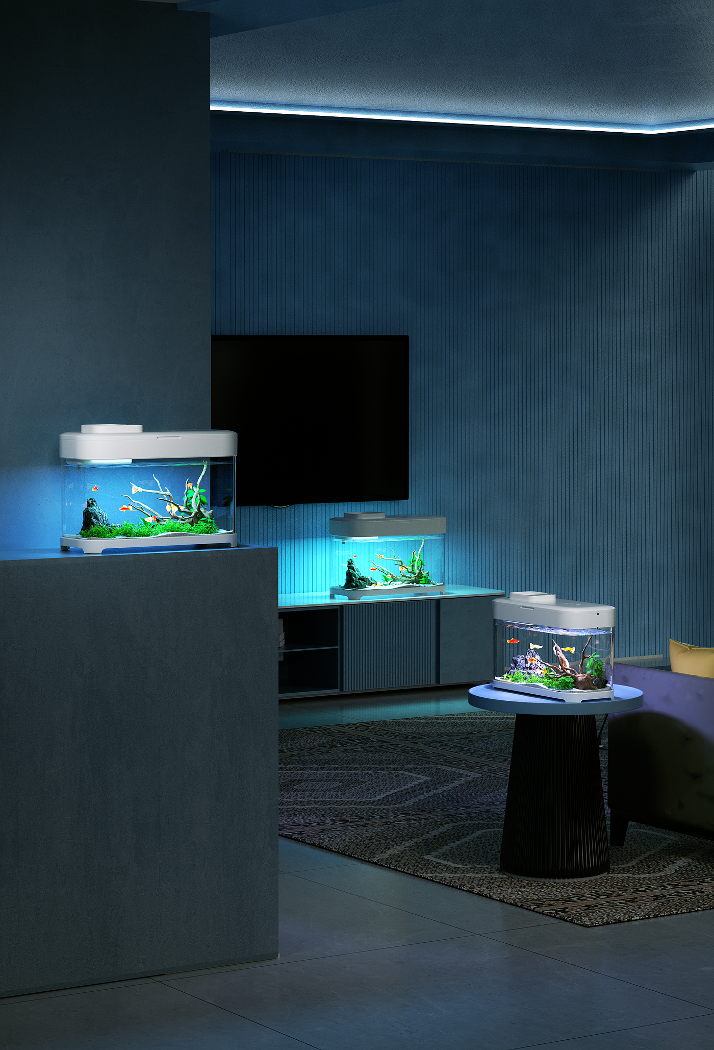 Fish tank, simple design, millet wind, muji, apple wind，