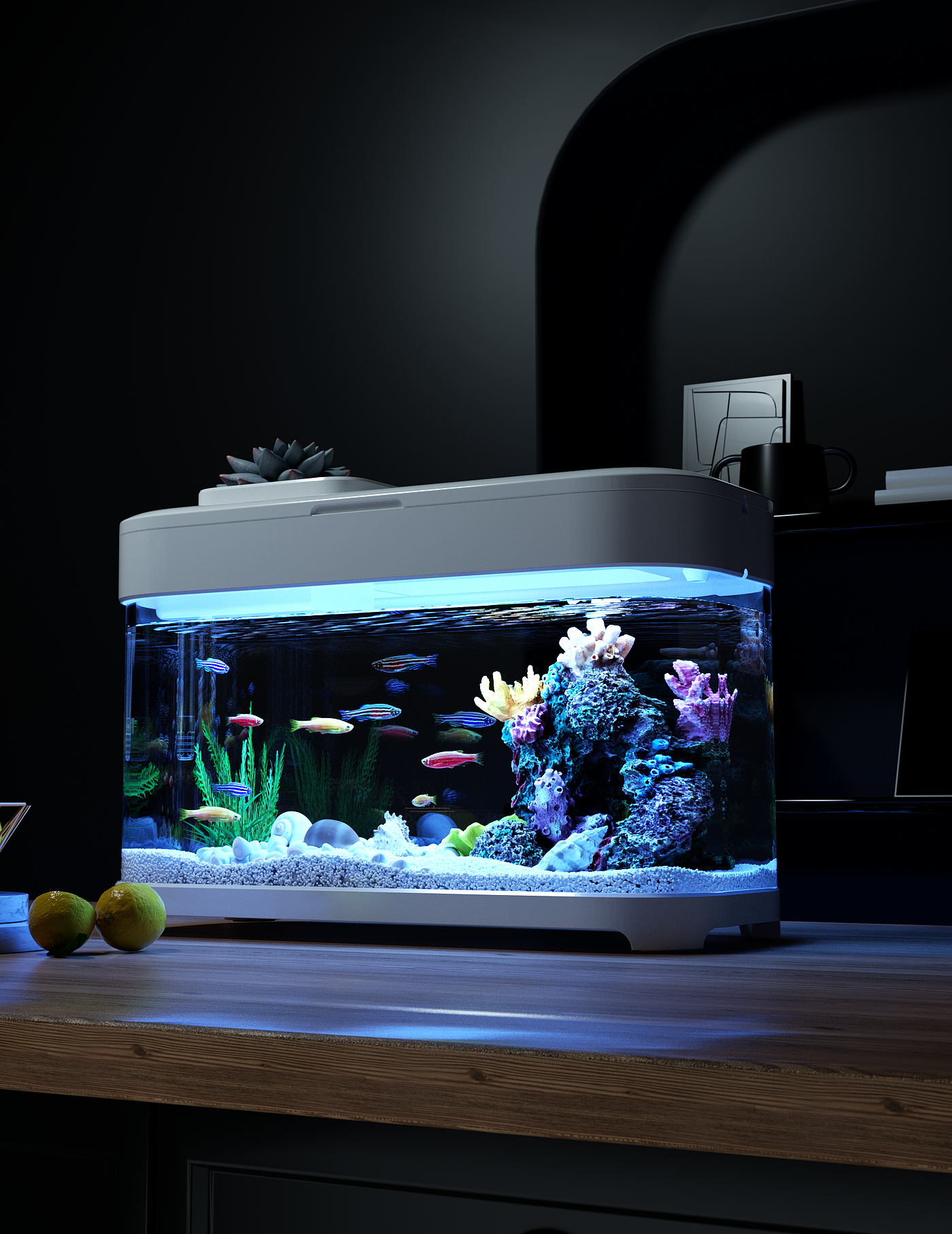 Fish tank, simple design, millet wind, muji, apple wind，