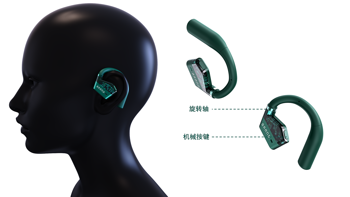 Bluetooth headset, transparent wind，