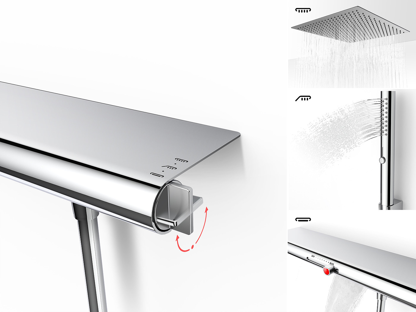 Bathroom design，product design，Boundless design，original，German iF Design Award，Shower，Big shower，2024IF Design Award，